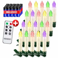 CANDLE gyertyák karácsonyfára, 20 db, 10,5cm, többszínű