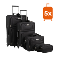 TRAVEL utazóbőrönd készlet, 5 darabos, fekete