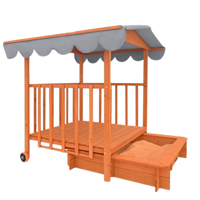 Homokozó verandával, tömör borókafenyőből 130 x 130 x 143 cm barna szürke