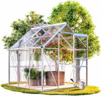 Záhradný skleník z polykarbonátu so základňou M3, 190x190x195cm