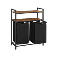 BERGEN ruháskosár 2 polccal, 2x46l, fekete/barna