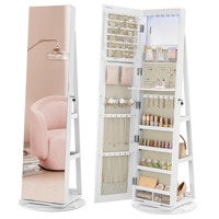 CHANTAL ékszertartós álló tükör, 54,5×54,5×162 cm, fehér