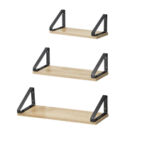 ABBY konzolos fali polc, 3 db, 30/35/40x12cm, fekete/világosbarna