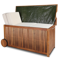 ACACIA fa tárolódoboz kerekekkel, 117x52x58,5cm, természetes barna
