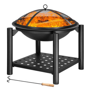FIRE tűzrakóhely fatárolóval, Ø55cm, fekete