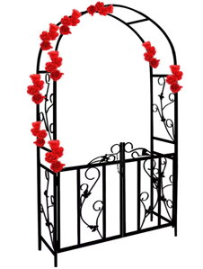 ROMANCE rózsafuttató boltív kapuval, 225x115x37cm, fekete
