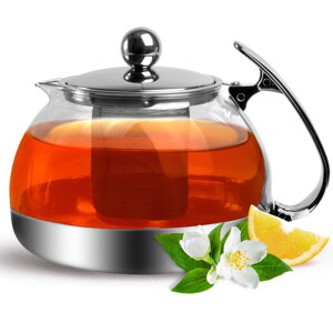 TEA teáskanna szűrővel, 1,2l, átlátszó, ezüst