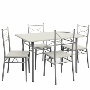 PAUL étkezőgarnitúra, 5 részes, bársony fehér