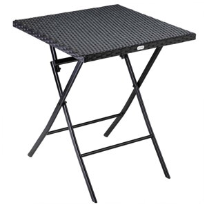 Rom fekete polirattan összecsukható asztal 63x63x73 cm