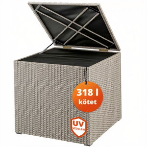 RICCO polyrattan tárolódoboz, 318L, 75x75x70 cm, krémszínű