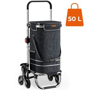 COMFORT bevásárlótáska lépcsőjáró kerekekkel, 50l, fekete