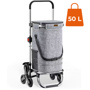 COMFORT bevásárlótáska lépcsőjáró kerekekkel, 50l, szürke