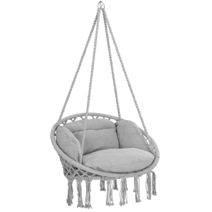 BOHO függőszék párnával, Ø61cm, világosszürke