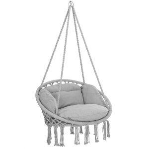 BOHO függőszék párnával, Ø61cm, világosszürke