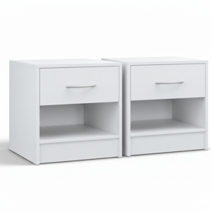 BIANCA éjjeliszekrény-készlet, 2 db, 41x39x28 cm, fehér