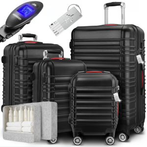 AERO keményfedeles bőröndszett, 4 részes, ABS, fekete