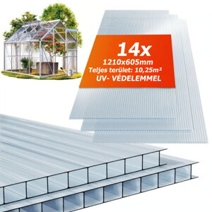 MARK cellás polikarbonát lemez, 4mm, 60,5x121x0,4cm, 14 db, átlátszó