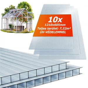 MARK cellás polikarbonát lemez, 4mm, 60,5x121x0,4cm, 14 db, átlátszó