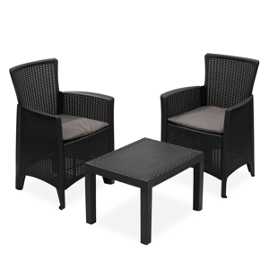 Kerti garnitúra FOREST, 3 részes, antracit színben