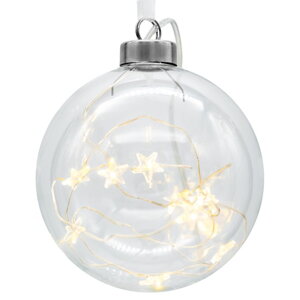 LED karácsonyi gömb, átlátszó üveg Ø9,5 cm meleg fehér