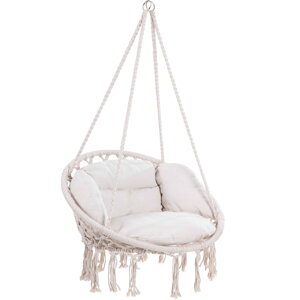 BOHO függőszék párnával, Ø61cm, bézs