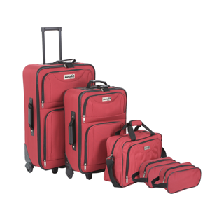 TRAVEL utazóbőrönd készlet, 5 darabos, piros