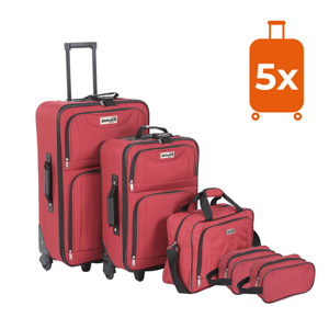 TRAVEL utazóbőrönd készlet, 5 darabos, piros