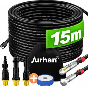 Premium csőtisztító készlet, 15m, fekete