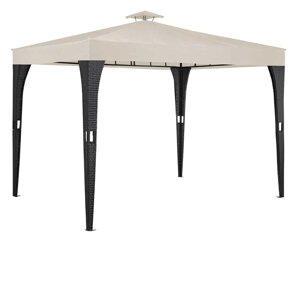 Party sátor / pavilon RATTAN, 3 x 3 m fekete / krémszínű UV-védelemmel