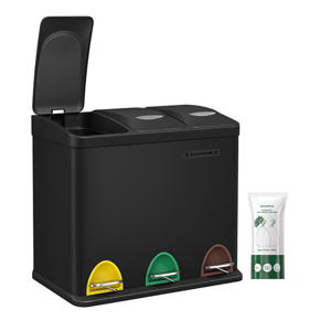 SORT szelektív hulladékgyűjtő, 24l (3x8l), fekete 
