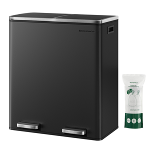 SORT hulladékgyűjtő tartály, 2x30l + hulladékgyűjtő zsákok, ekete/ezüst