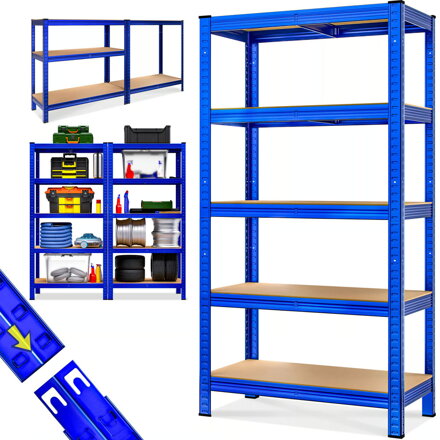 HEAVY nagy teherbírású polc, max 875kg, 90x40x180cm, kék