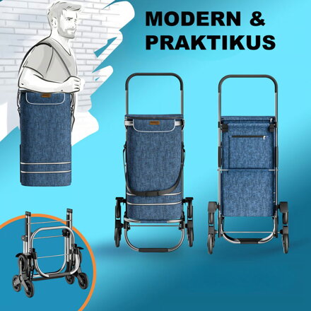 COMFORT bevásárlótáska lépcsőjáró kerekekkel, 50l, kék
