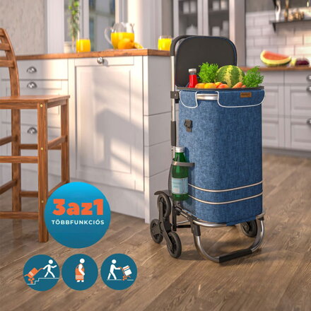 COMFORT bevásárlótáska lépcsőjáró kerekekkel, 50l, kék