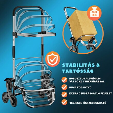 COMFORT bevásárlótáska lépcsőjáró kerekekkel, 50l, kék
