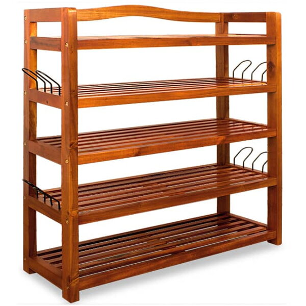 RUSTIC cipőtartó polc, 5 polc, 75x26x82cm, természetes barna