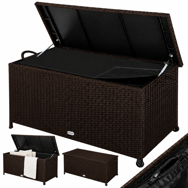 RICCO polyrattan tárolódoboz, 270L, 117x53x60cm, sötétbarna