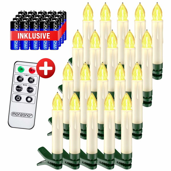CANDLE gyertyák karácsonyfára, 20db, 10,5cm, meleg fehér