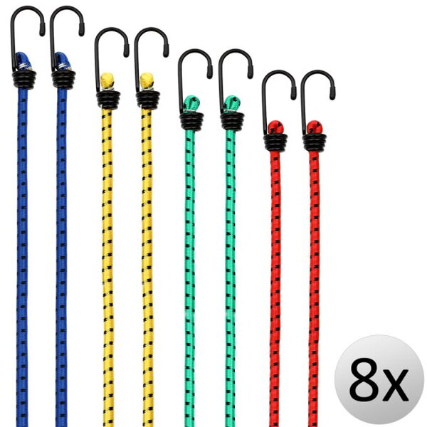 Rugalmas kötél rögzítéshez, 8 darabos készlet, 40 -100 cm