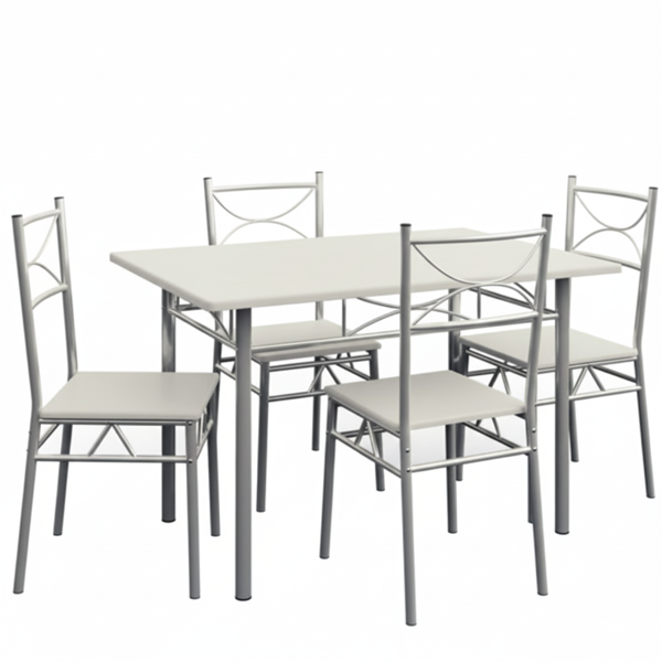 PAUL étkezőgarnitúra, 5 részes, bársony fehér