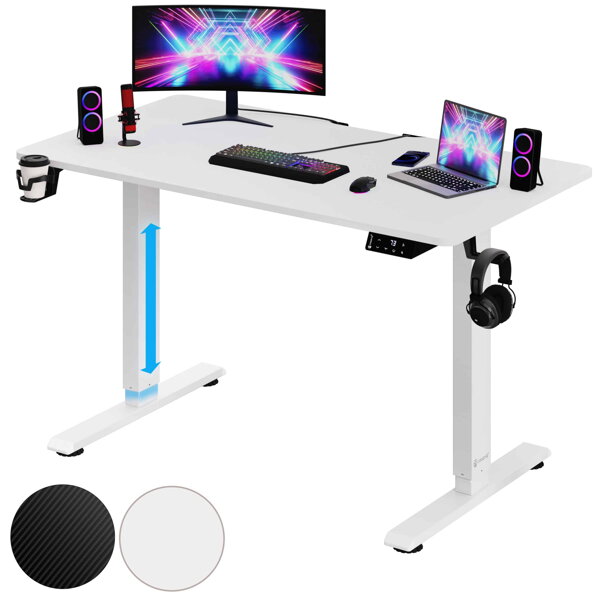 Állítható magasságú irodai íróasztal fehér színben 110x60x73-118 cm