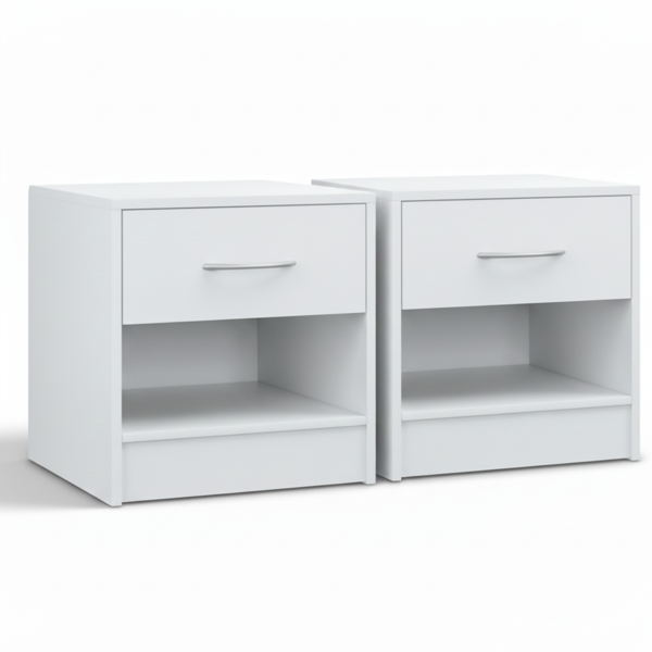 BIANCA éjjeliszekrény-készlet, 2 db, 41x39x28 cm, fehér