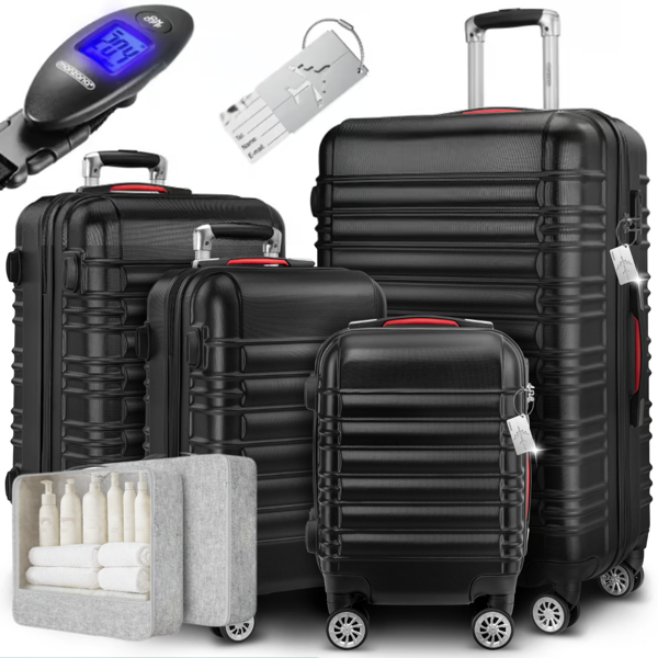 AERO keményfedeles bőröndszett, 4 részes, ABS, fekete