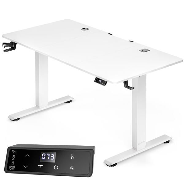 FLEXI állítható magasságú irodai íróasztal, 140x60x72–117cm, fehér