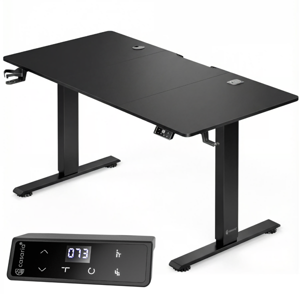 FLEXI állítható magasságú irodai íróasztal, 160x75x72–117cm, fekete