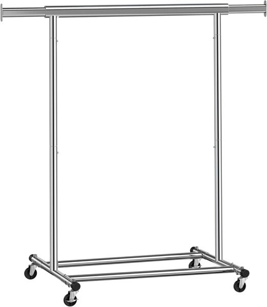 INEZ ruhatartó állvány kerekekkel, max. 90 kg, 83,5x45x160cm, ezüst