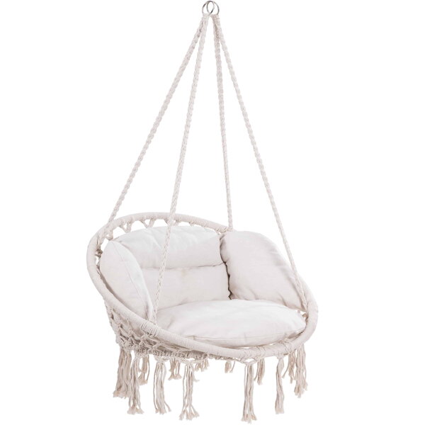BOHO függőszék párnával, Ø61cm, bézs
