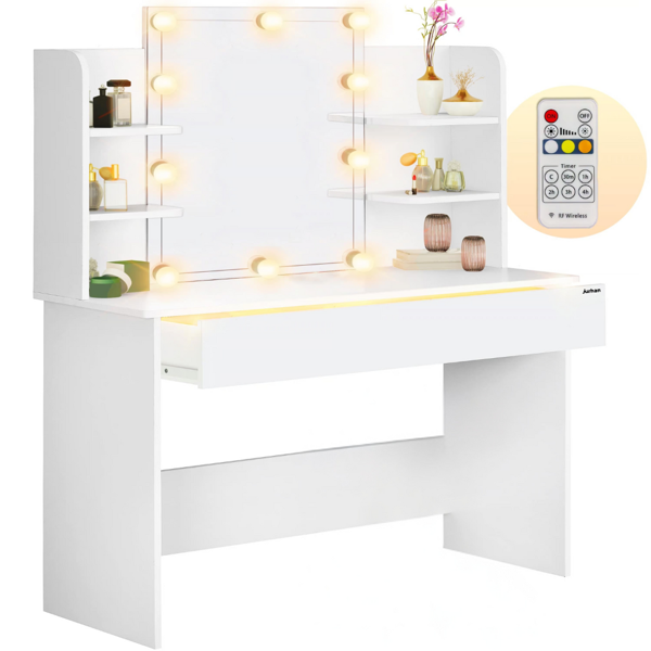 LUCIA fésülködőasztal világítással, 108x40x140cm, fehér