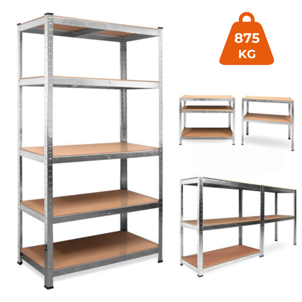 HEAVY nagy teherbírású polc, max 875kg, 90x40x180cm, ezüst