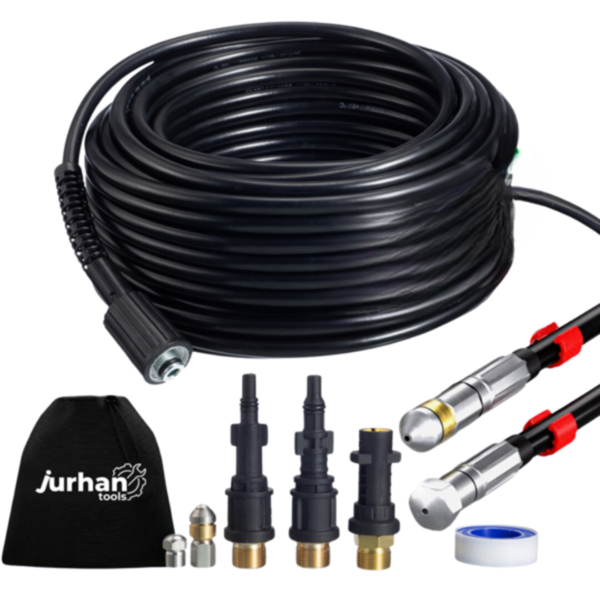 Premium csőtisztító készlet, 30m, fekete